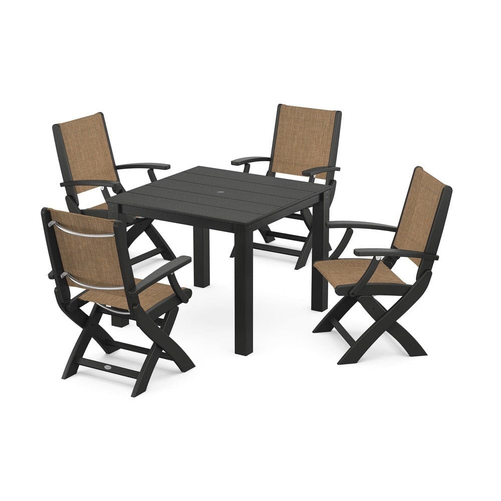 POLYWOOD® - Coastal Folding Chair 5-Piece Parsons Dining Set - PWS2274 Outdoor Furniture POLYWOOD®