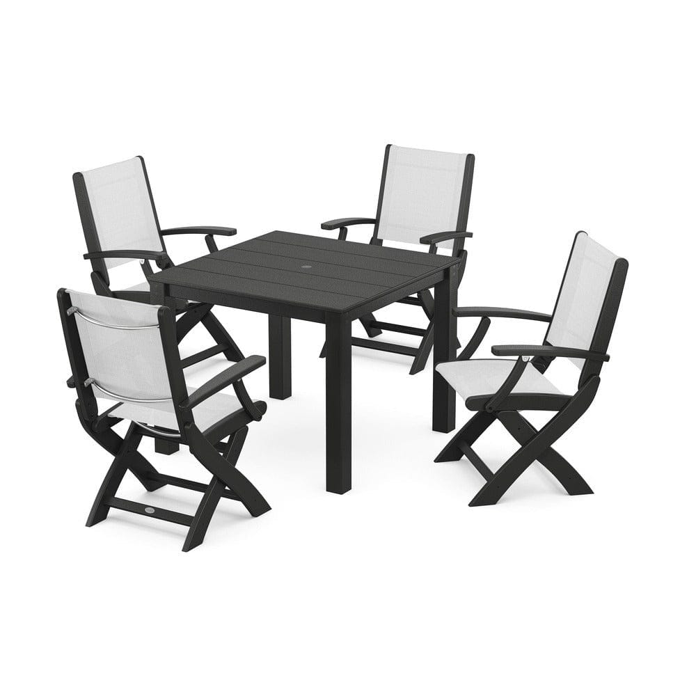 POLYWOOD® - Coastal Folding Chair 5-Piece Parsons Dining Set - PWS2274 Outdoor Furniture POLYWOOD®