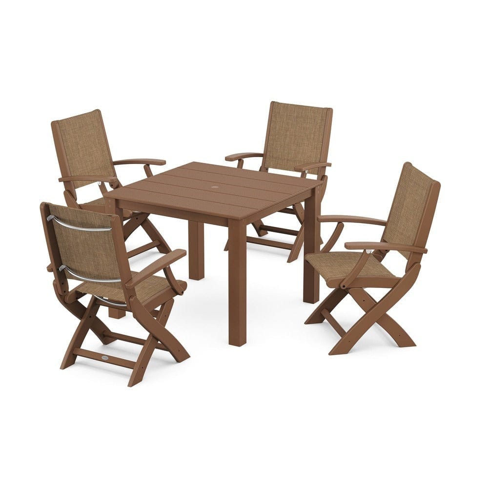 POLYWOOD® - Coastal Folding Chair 5-Piece Parsons Dining Set - PWS2274