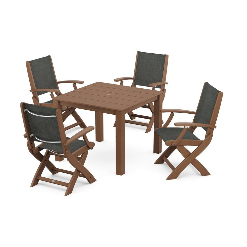 POLYWOOD® - Coastal Folding Chair 5-Piece Parsons Dining Set - PWS2274