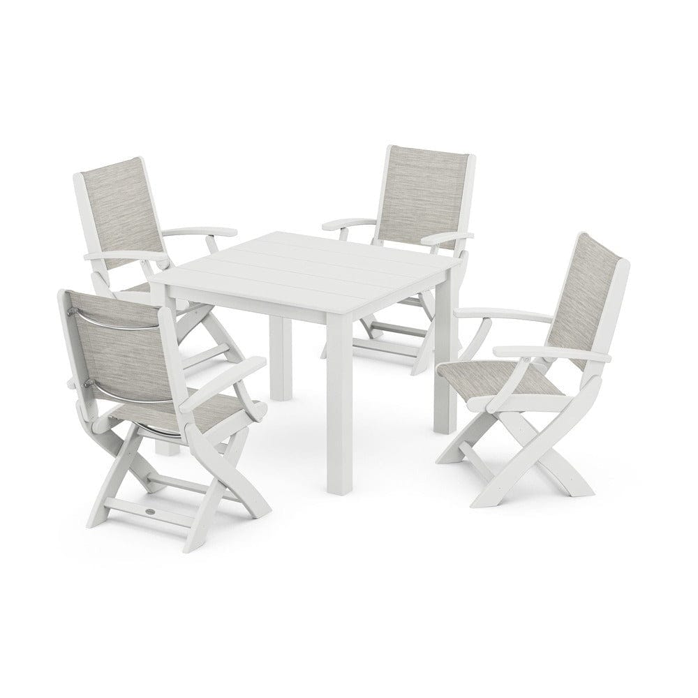 POLYWOOD® - Coastal Folding Chair 5-Piece Parsons Dining Set - PWS2274 Outdoor Furniture POLYWOOD®