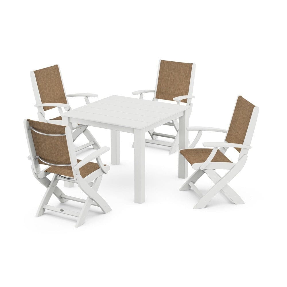POLYWOOD® - Coastal Folding Chair 5-Piece Parsons Dining Set - PWS2274