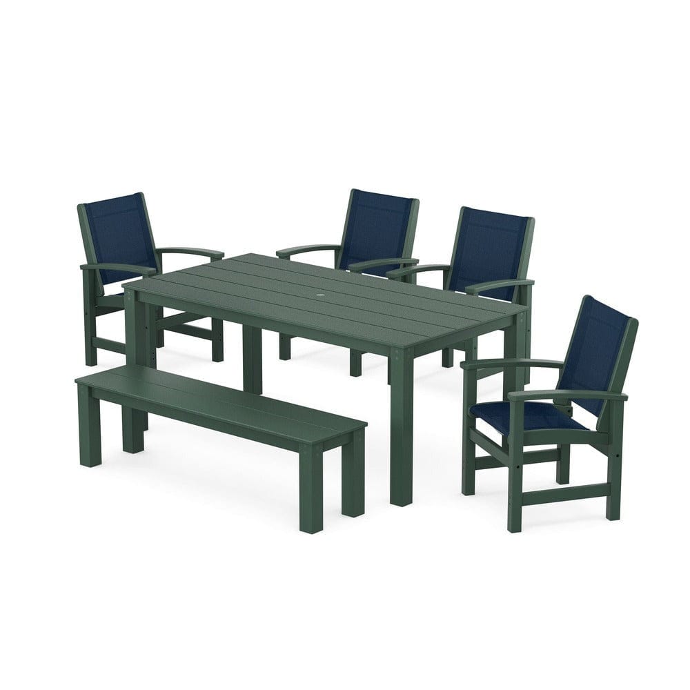 POLYWOOD® - Coastal 6-Piece Parsons Dining Set with Bench - PWS2276