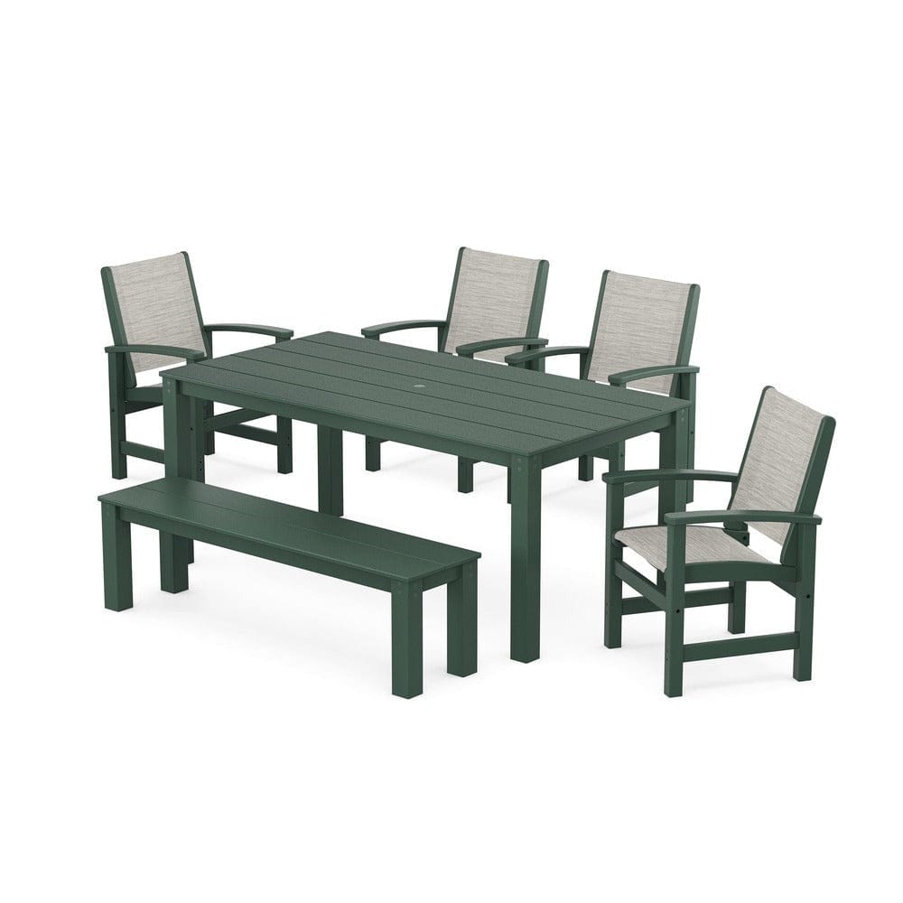 POLYWOOD® - Coastal 6-Piece Parsons Dining Set with Bench - PWS2276 Outdoor Furniture POLYWOOD®