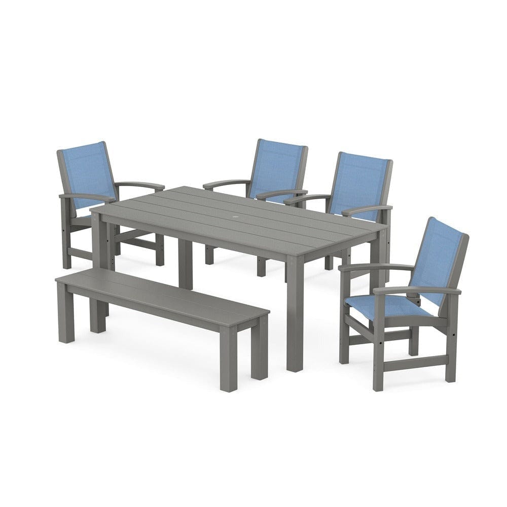 POLYWOOD® - Coastal 6-Piece Parsons Dining Set with Bench - PWS2276 Outdoor Furniture POLYWOOD®