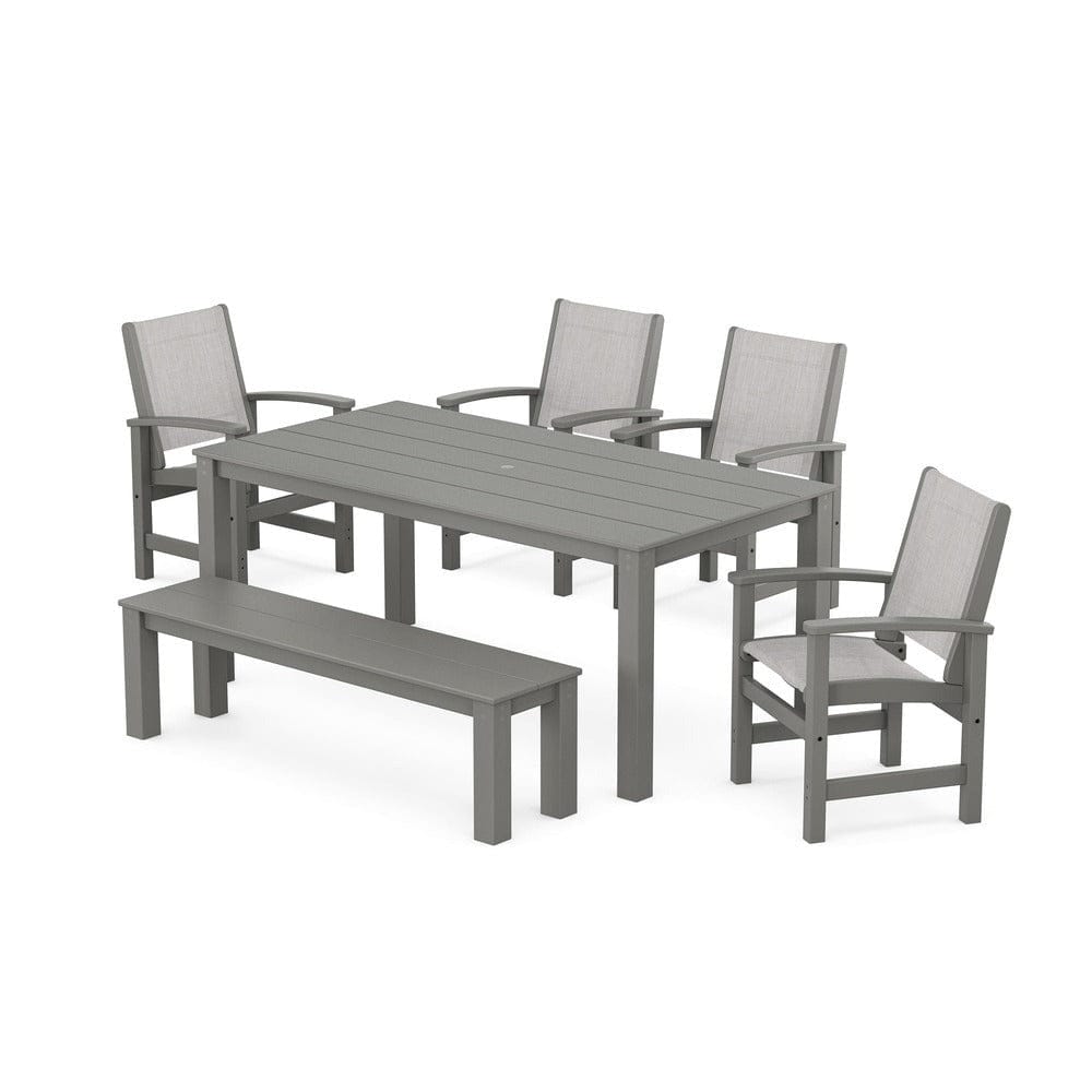 POLYWOOD® - Coastal 6-Piece Parsons Dining Set with Bench - PWS2276 Outdoor Furniture POLYWOOD®