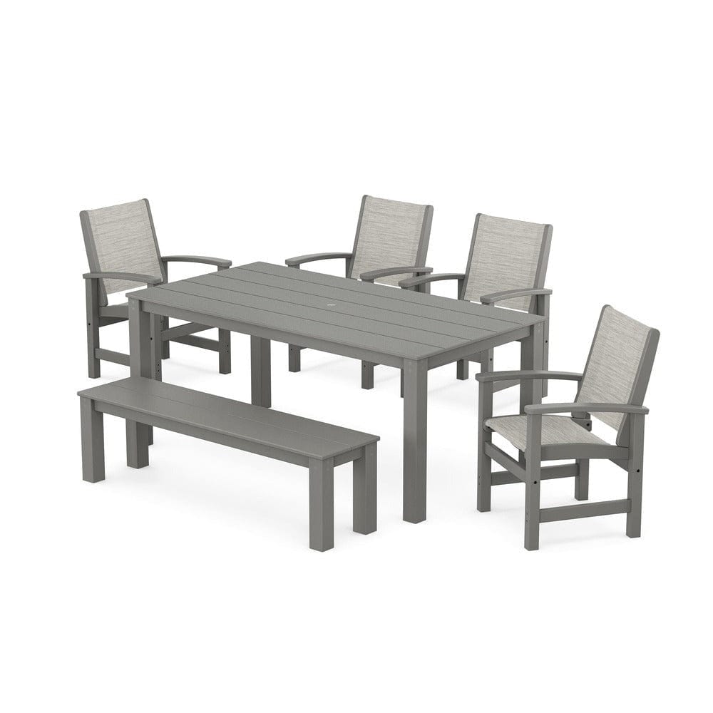 POLYWOOD® - Coastal 6-Piece Parsons Dining Set with Bench - PWS2276 Outdoor Furniture POLYWOOD®
