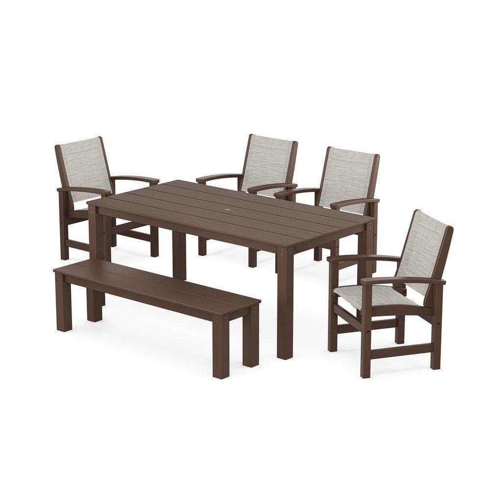 POLYWOOD® - Coastal 6-Piece Parsons Dining Set with Bench - PWS2276 Outdoor Furniture POLYWOOD®