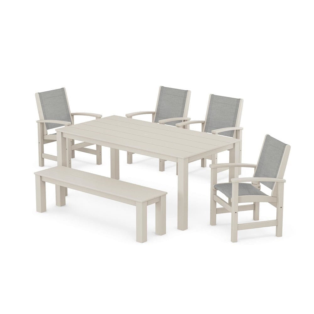 POLYWOOD® - Coastal 6-Piece Parsons Dining Set with Bench - PWS2276 Outdoor Furniture POLYWOOD®