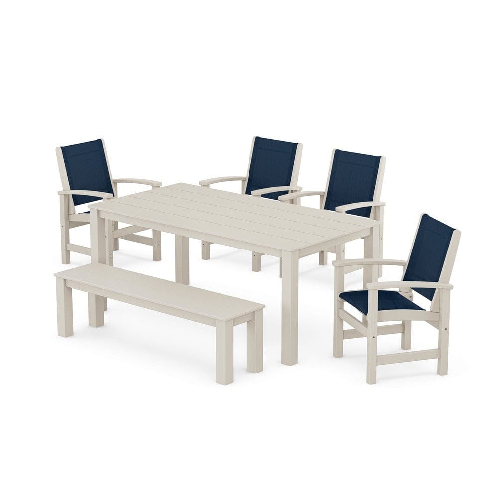 POLYWOOD® - Coastal 6-Piece Parsons Dining Set with Bench - PWS2276 Outdoor Furniture POLYWOOD®