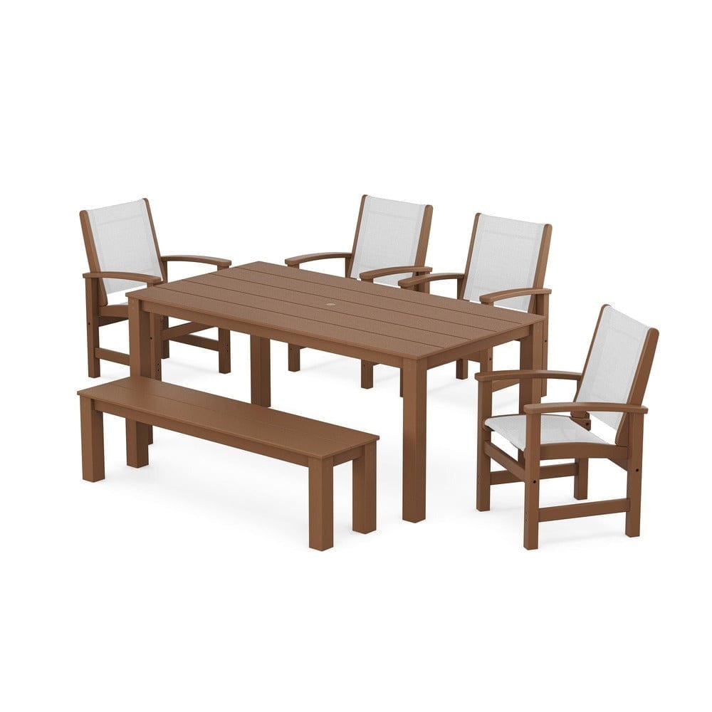POLYWOOD® - Coastal 6-Piece Parsons Dining Set with Bench - PWS2276 Outdoor Furniture POLYWOOD®