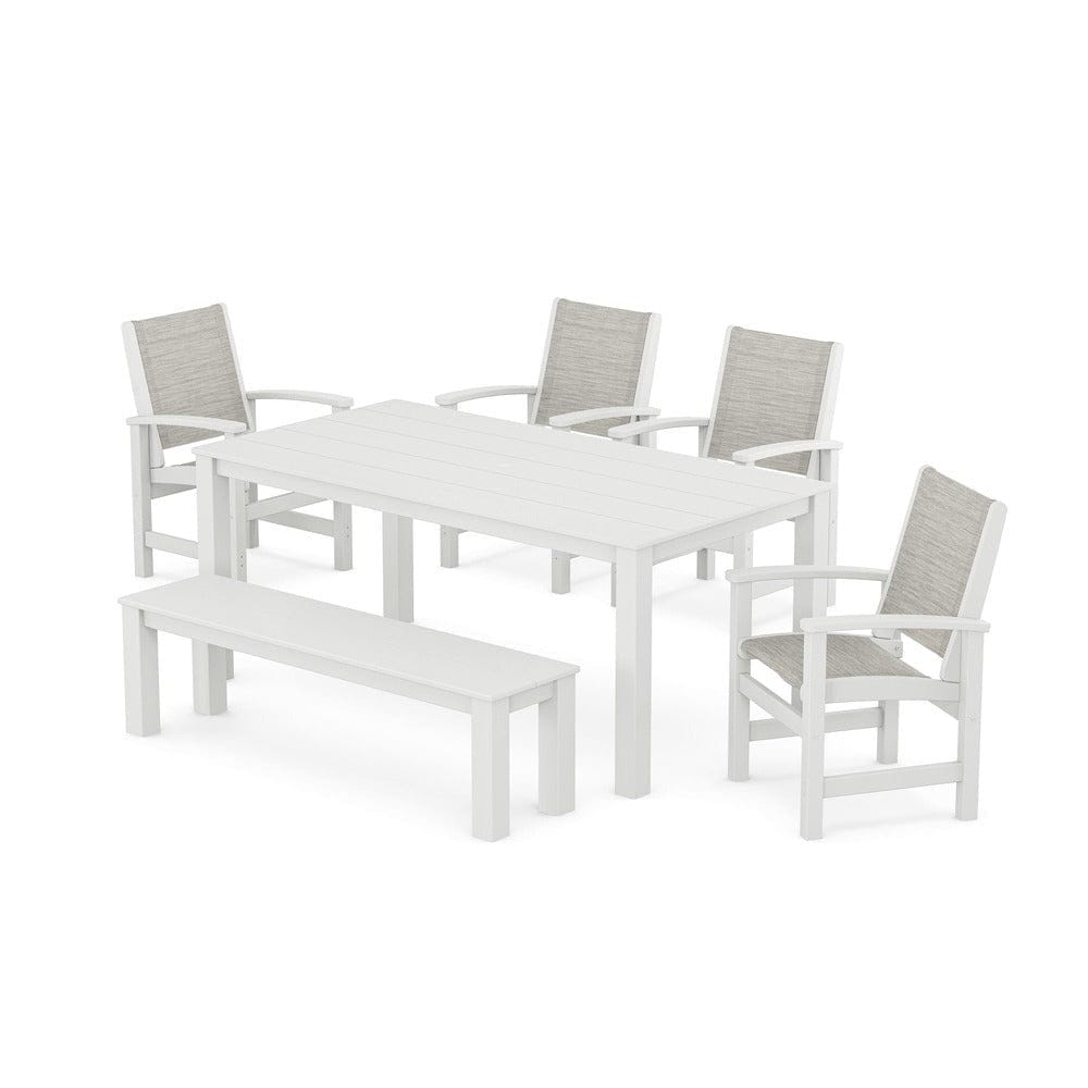 POLYWOOD® - Coastal 6-Piece Parsons Dining Set with Bench - PWS2276 Outdoor Furniture POLYWOOD®