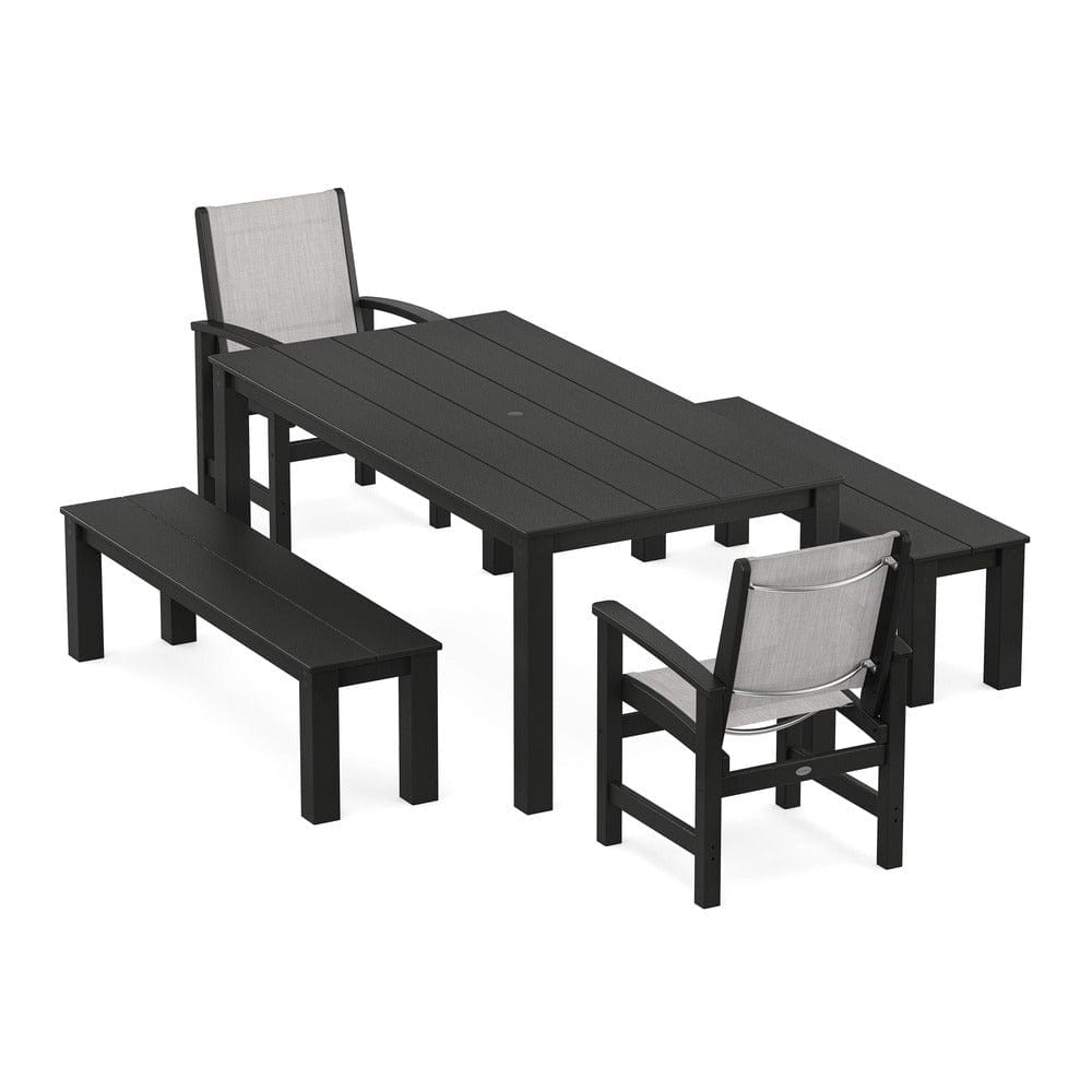 POLYWOOD® - Coastal 5-Piece Parsons Dining Set with Benches - PWS2277