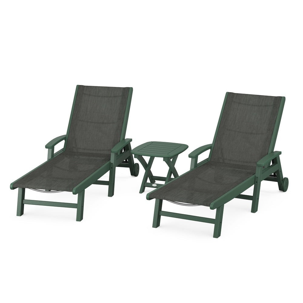POLYWOOD® - Coastal 3-Piece Wheeled Chaise Set - PWS423 Outdoor Furniture POLYWOOD®