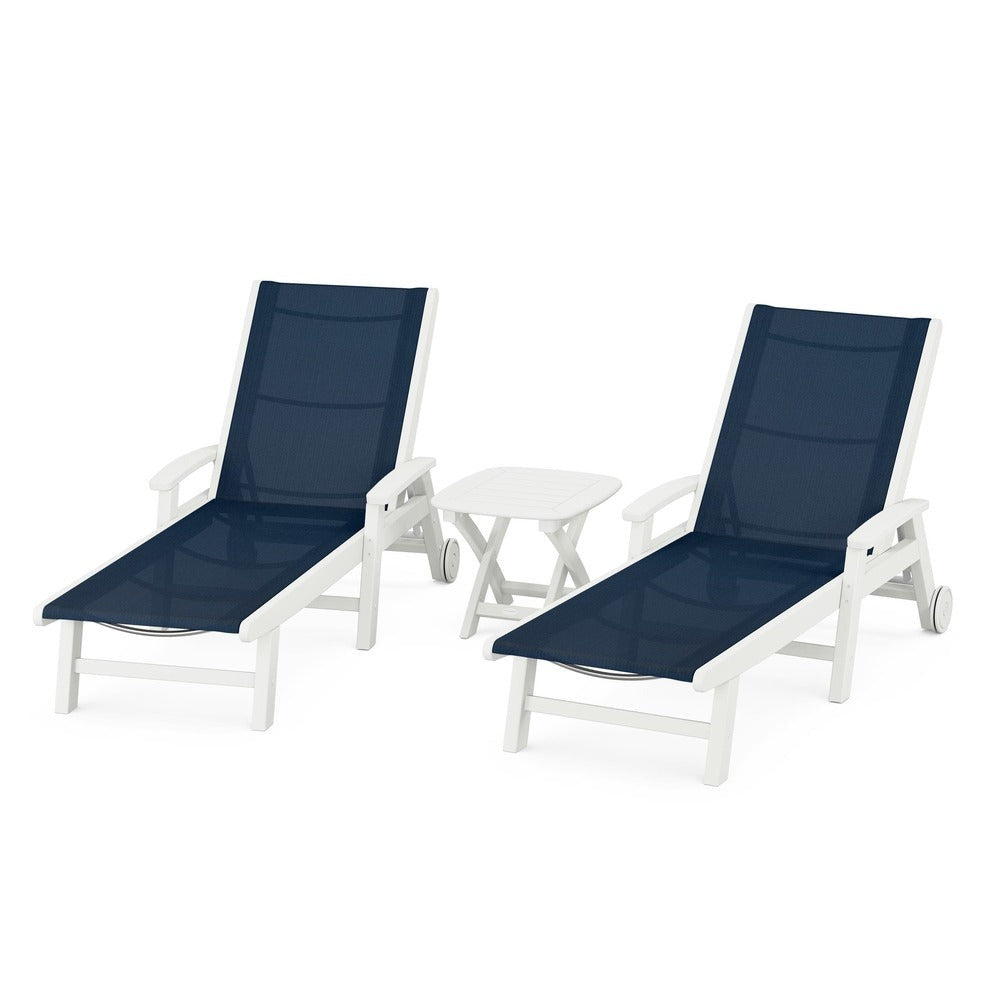 POLYWOOD® - Coastal 3-Piece Wheeled Chaise Set - PWS423 Outdoor Furniture POLYWOOD®