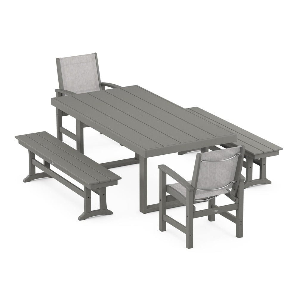POLYWOOD® - Coastal 5-Piece Dining Set with Trestle Legs - PWS870