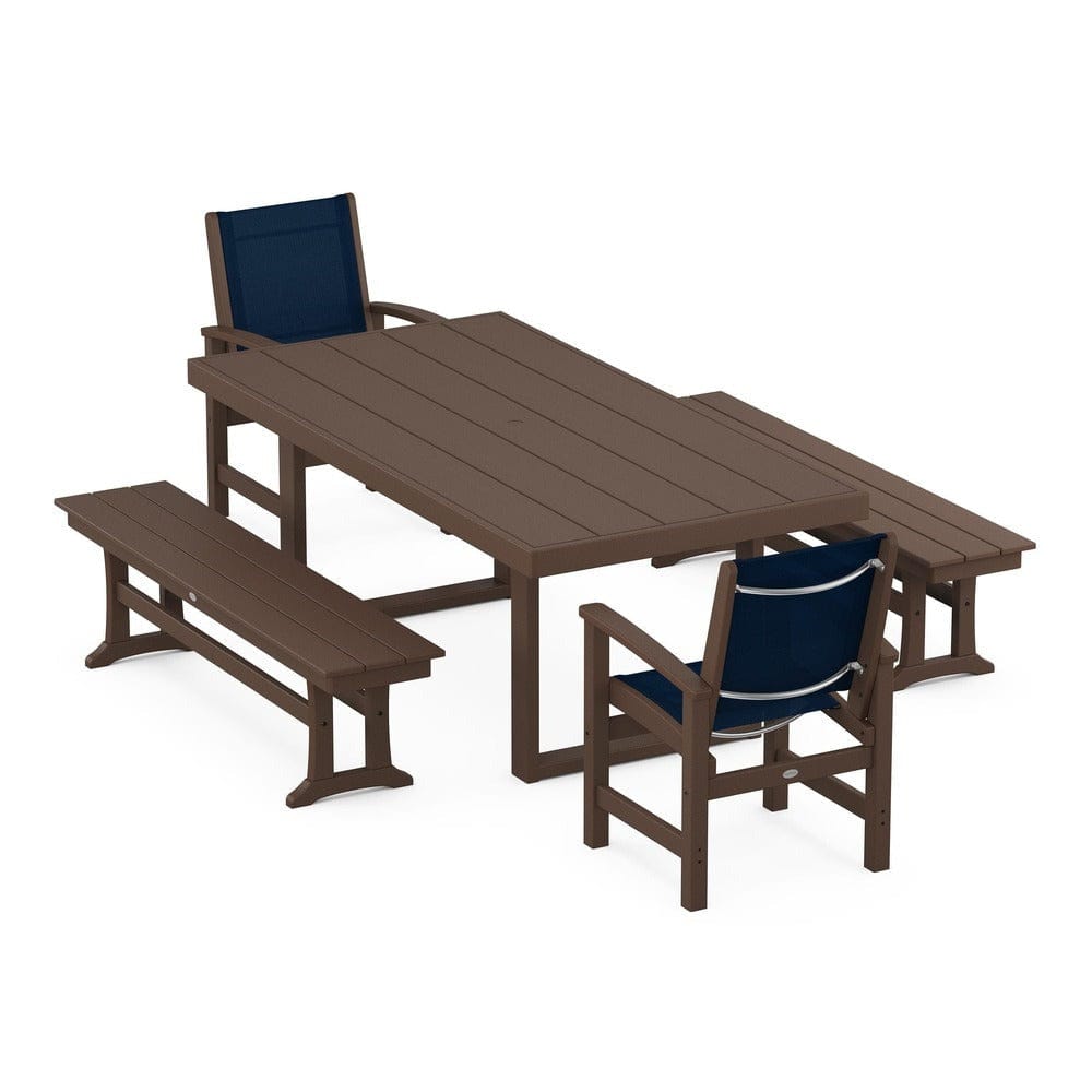 POLYWOOD® - Coastal 5-Piece Dining Set with Trestle Legs - PWS870 Outdoor Furniture POLYWOOD®