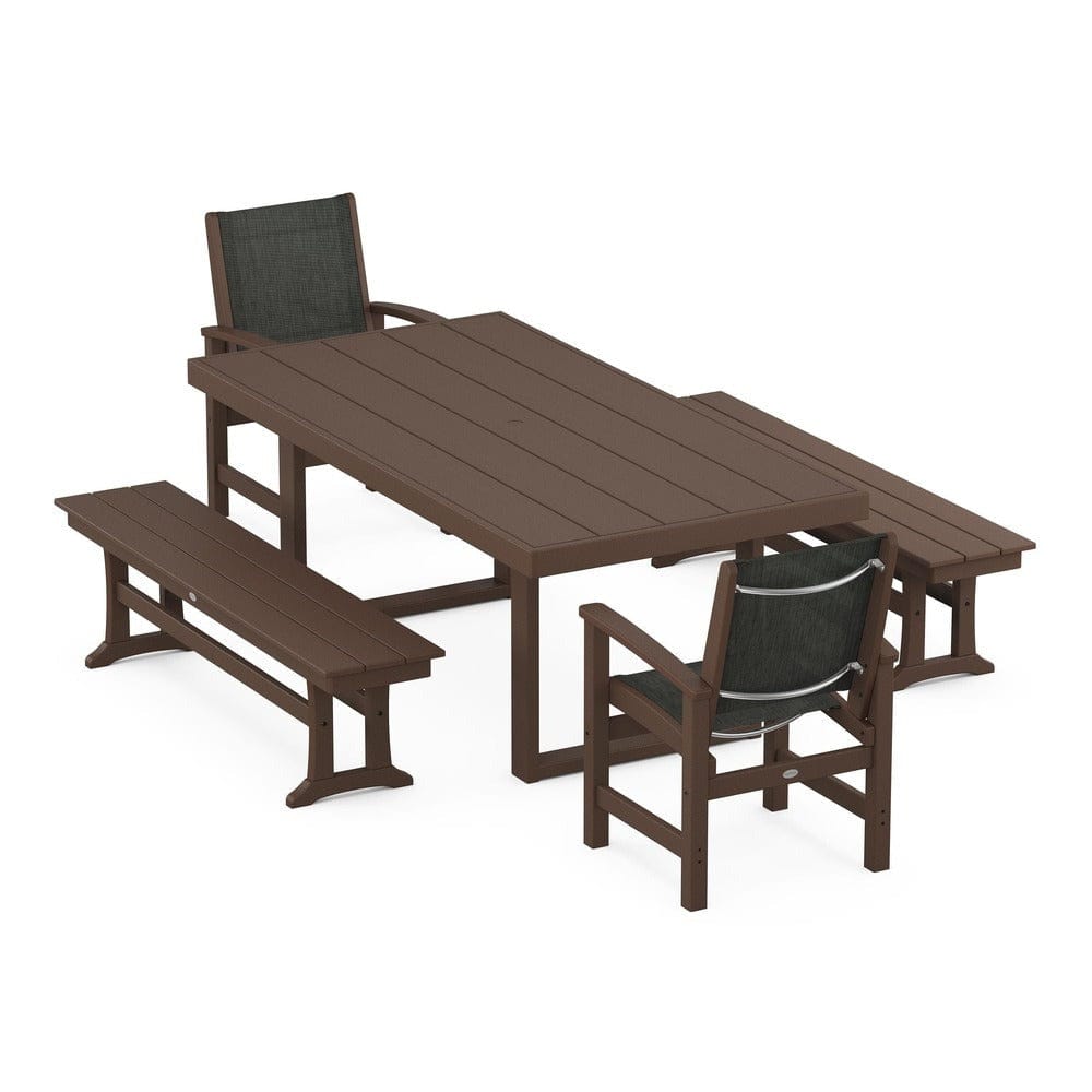 POLYWOOD® - Coastal 5-Piece Dining Set with Trestle Legs - PWS870