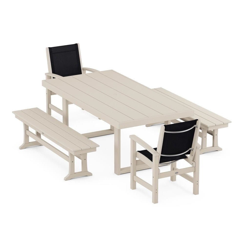 POLYWOOD® - Coastal 5-Piece Dining Set with Trestle Legs - PWS870 Outdoor Furniture POLYWOOD®
