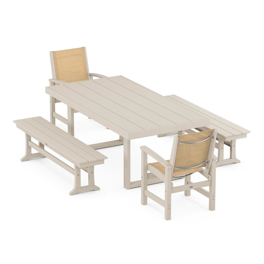 POLYWOOD® - Coastal 5-Piece Dining Set with Trestle Legs - PWS870