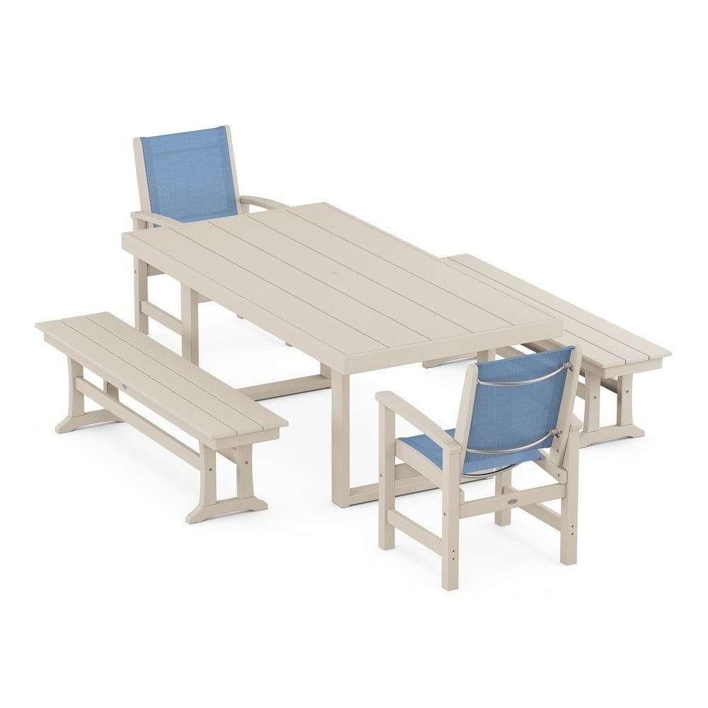 POLYWOOD® - Coastal 5-Piece Dining Set with Trestle Legs - PWS870