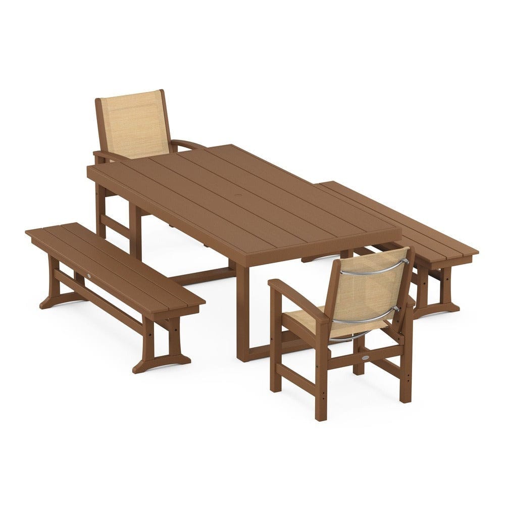 POLYWOOD® - Coastal 5-Piece Dining Set with Trestle Legs - PWS870 Outdoor Furniture POLYWOOD®