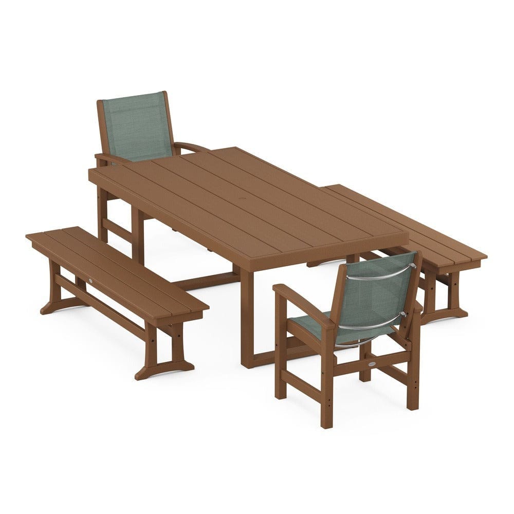 POLYWOOD® - Coastal 5-Piece Dining Set with Trestle Legs - PWS870