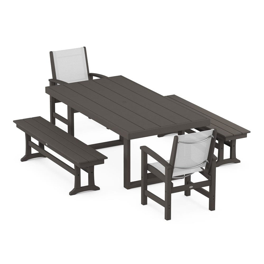 POLYWOOD® - Coastal 5-Piece Dining Set with Trestle Legs - PWS870