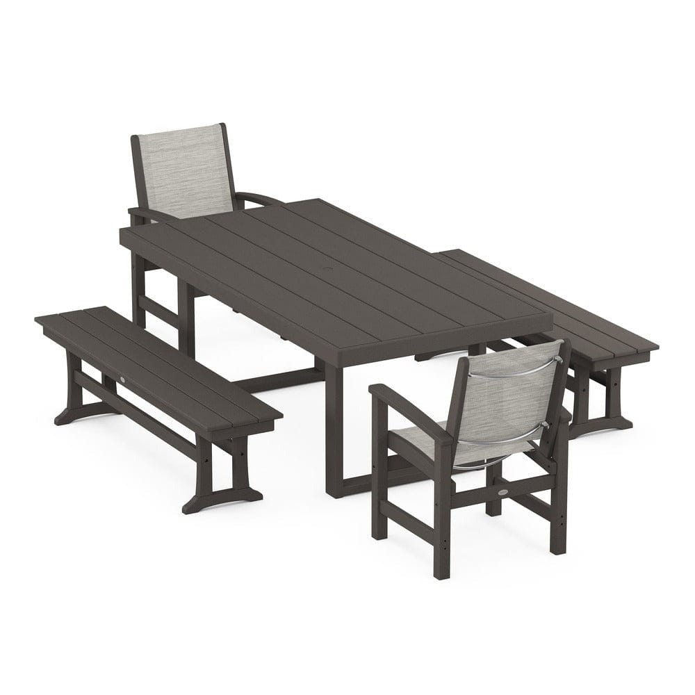 POLYWOOD® - Coastal 5-Piece Dining Set with Trestle Legs - PWS870