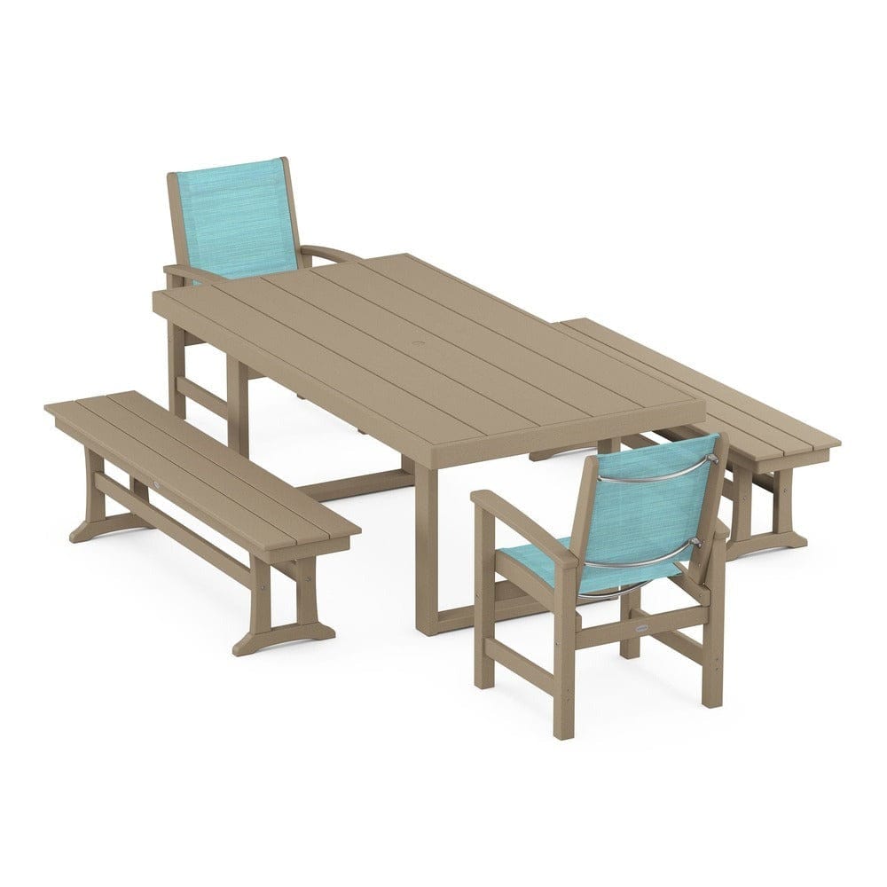 POLYWOOD® - Coastal 5-Piece Dining Set with Trestle Legs - PWS870 Outdoor Furniture POLYWOOD®