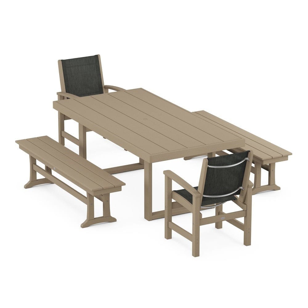 POLYWOOD® - Coastal 5-Piece Dining Set with Trestle Legs - PWS870 Outdoor Furniture POLYWOOD®