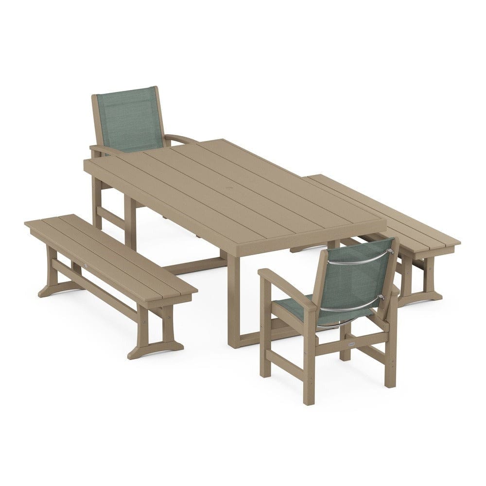 POLYWOOD® - Coastal 5-Piece Dining Set with Trestle Legs - PWS870