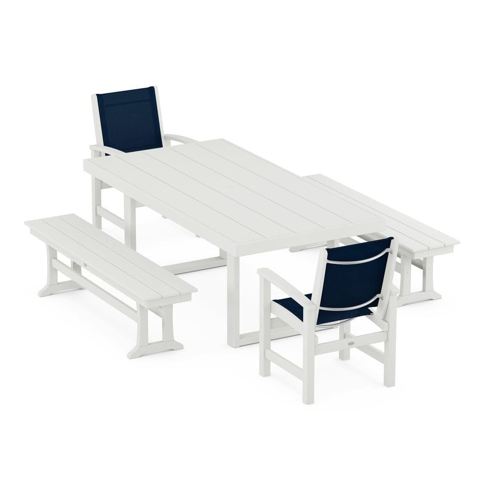 POLYWOOD® - Coastal 5-Piece Dining Set with Trestle Legs - PWS870