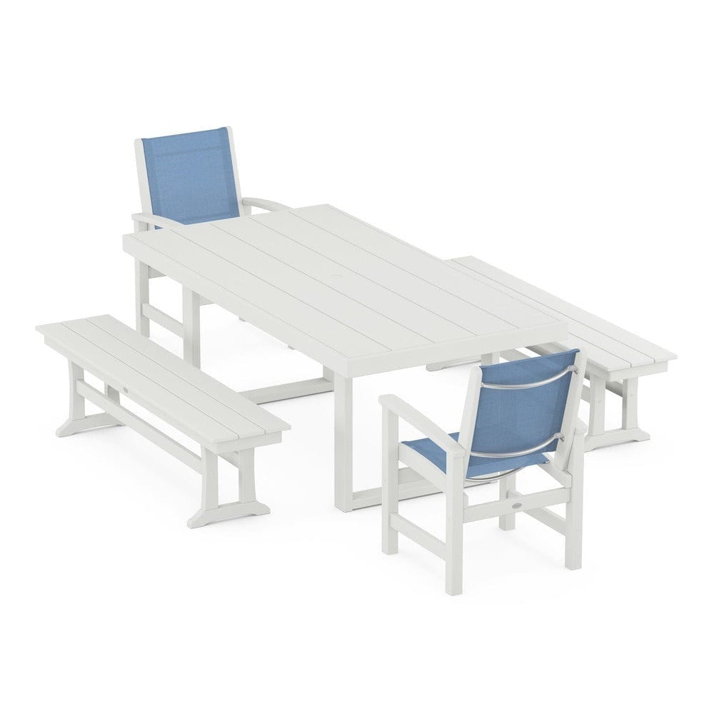 POLYWOOD® - Coastal 5-Piece Dining Set with Trestle Legs - PWS870