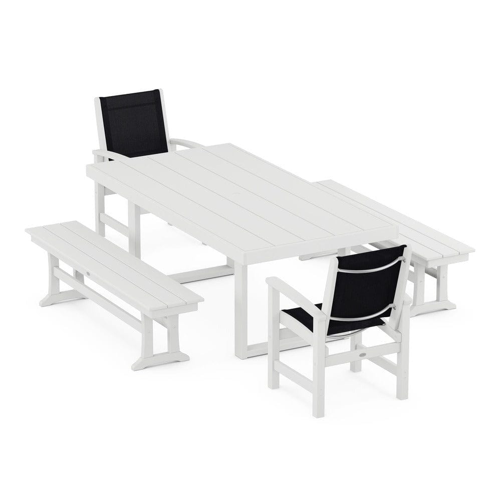 POLYWOOD® - Coastal 5-Piece Dining Set with Trestle Legs - PWS870 Outdoor Furniture POLYWOOD®