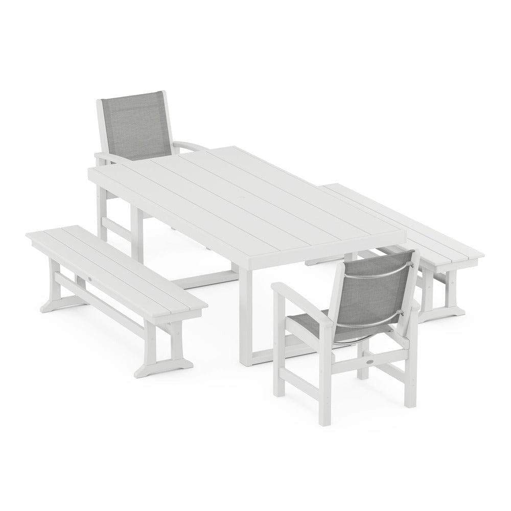 POLYWOOD® - Coastal 5-Piece Dining Set with Trestle Legs - PWS870 Outdoor Furniture POLYWOOD®