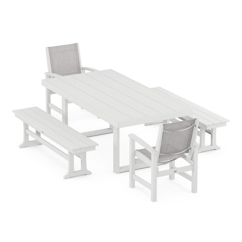 POLYWOOD® - Coastal 5-Piece Dining Set with Trestle Legs - PWS870