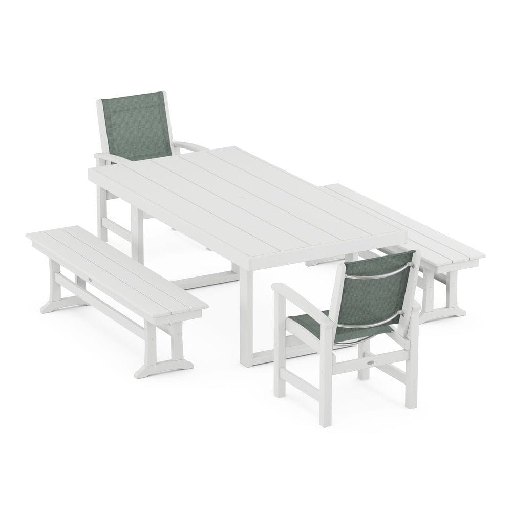 POLYWOOD® - Coastal 5-Piece Dining Set with Trestle Legs - PWS870
