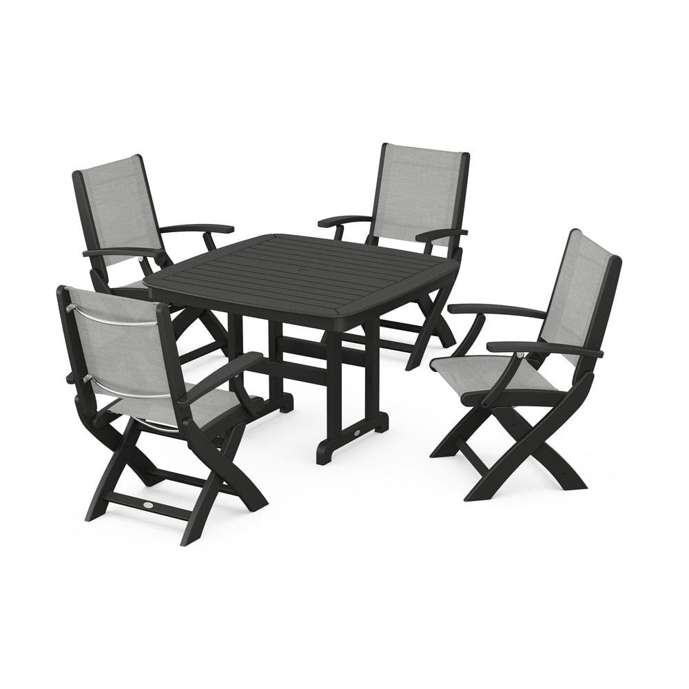 POLYWOOD® - Coastal Folding Chair 5-Piece Dining Set - PWS915