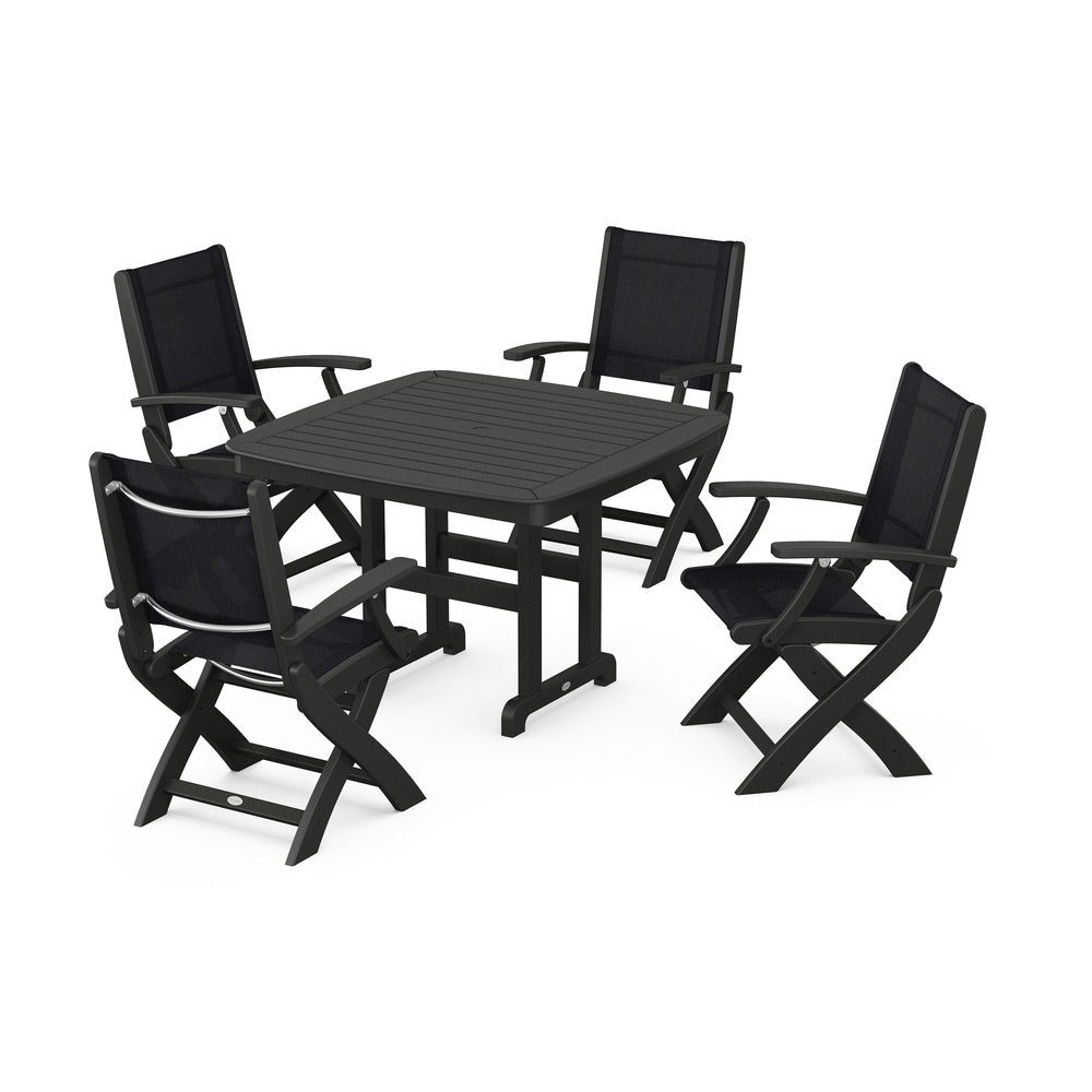 POLYWOOD® - Coastal Folding Chair 5-Piece Dining Set - PWS915