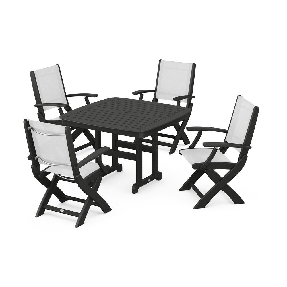 POLYWOOD® - Coastal Folding Chair 5-Piece Dining Set - PWS915
