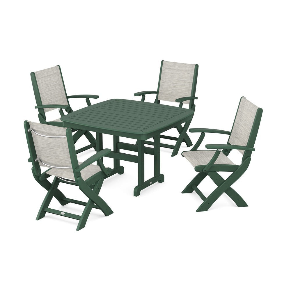 POLYWOOD® - Coastal Folding Chair 5-Piece Dining Set - PWS915