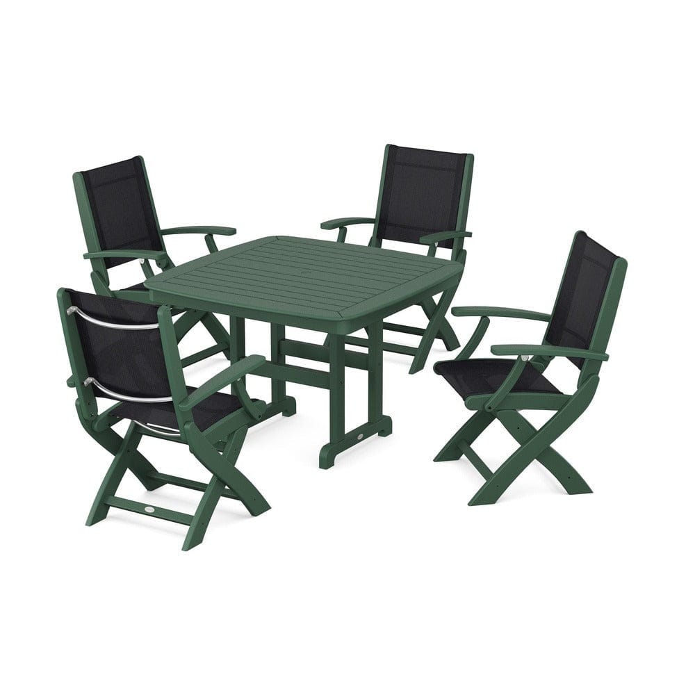 POLYWOOD® - Coastal Folding Chair 5-Piece Dining Set - PWS915