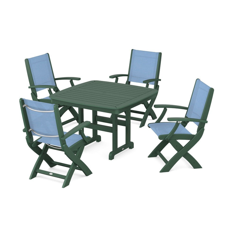 POLYWOOD® - Coastal Folding Chair 5-Piece Dining Set - PWS915