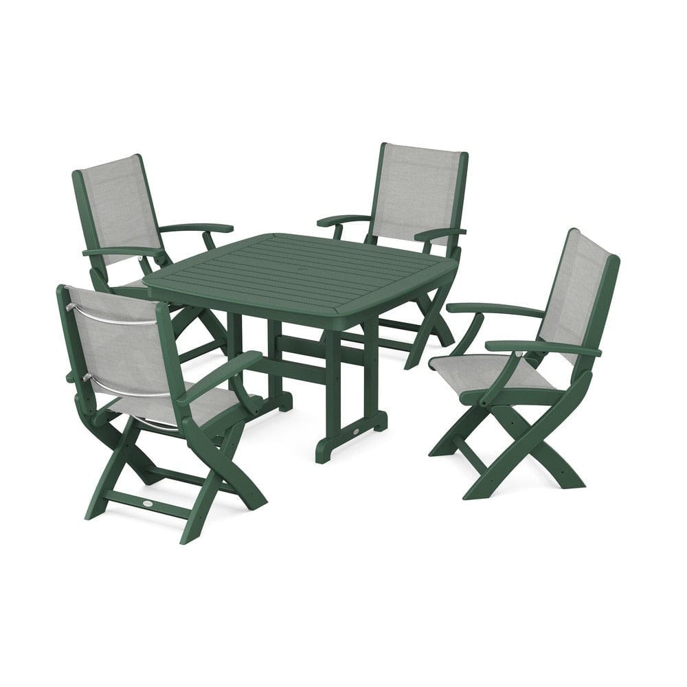 POLYWOOD® - Coastal Folding Chair 5-Piece Dining Set - PWS915 Outdoor Furniture POLYWOOD®
