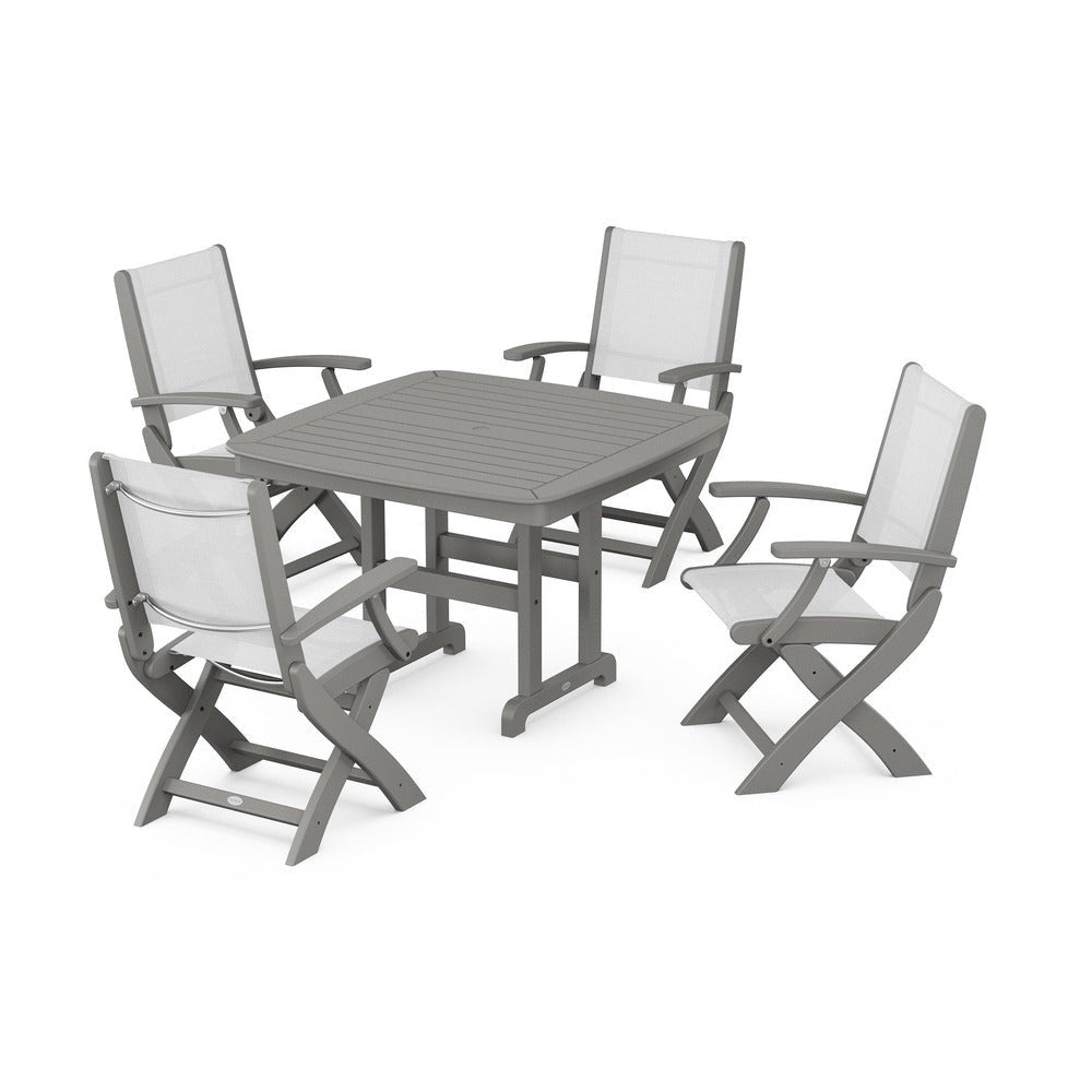 POLYWOOD® - Coastal Folding Chair 5-Piece Dining Set - PWS915