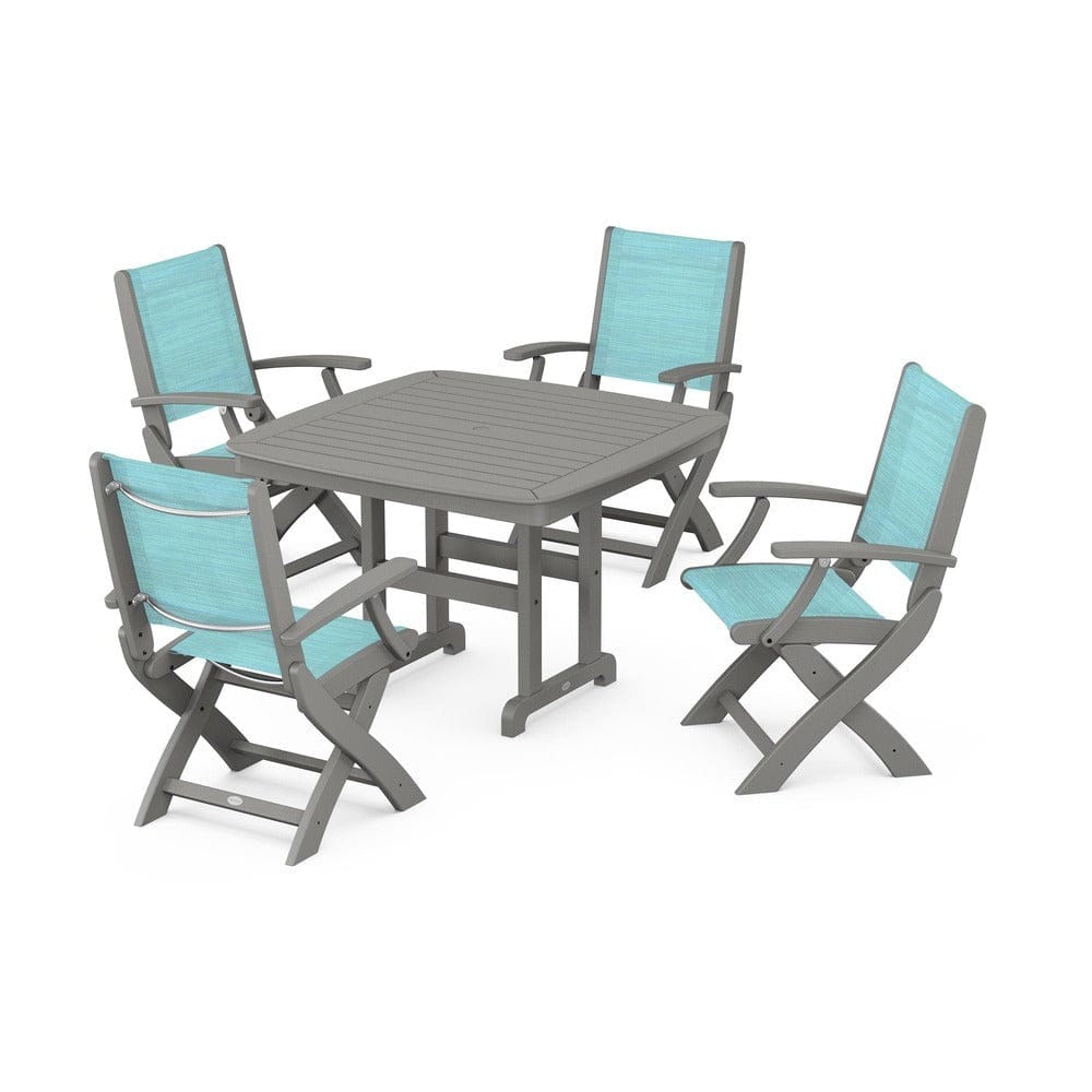 POLYWOOD® - Coastal Folding Chair 5-Piece Dining Set - PWS915