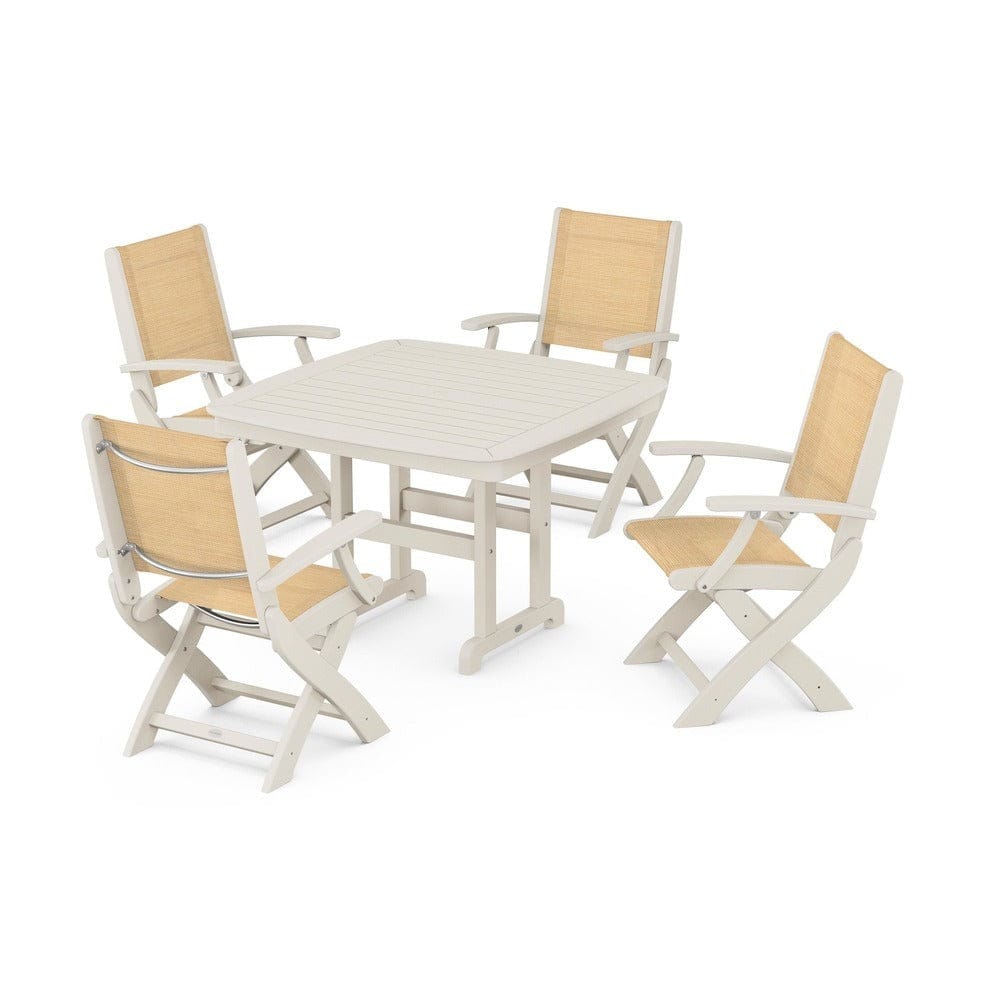 POLYWOOD® - Coastal Folding Chair 5-Piece Dining Set - PWS915 Outdoor Furniture POLYWOOD®