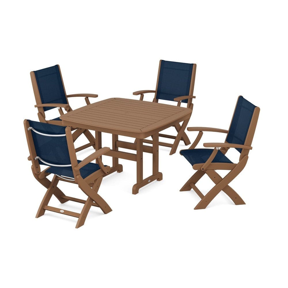 POLYWOOD® - Coastal Folding Chair 5-Piece Dining Set - PWS915