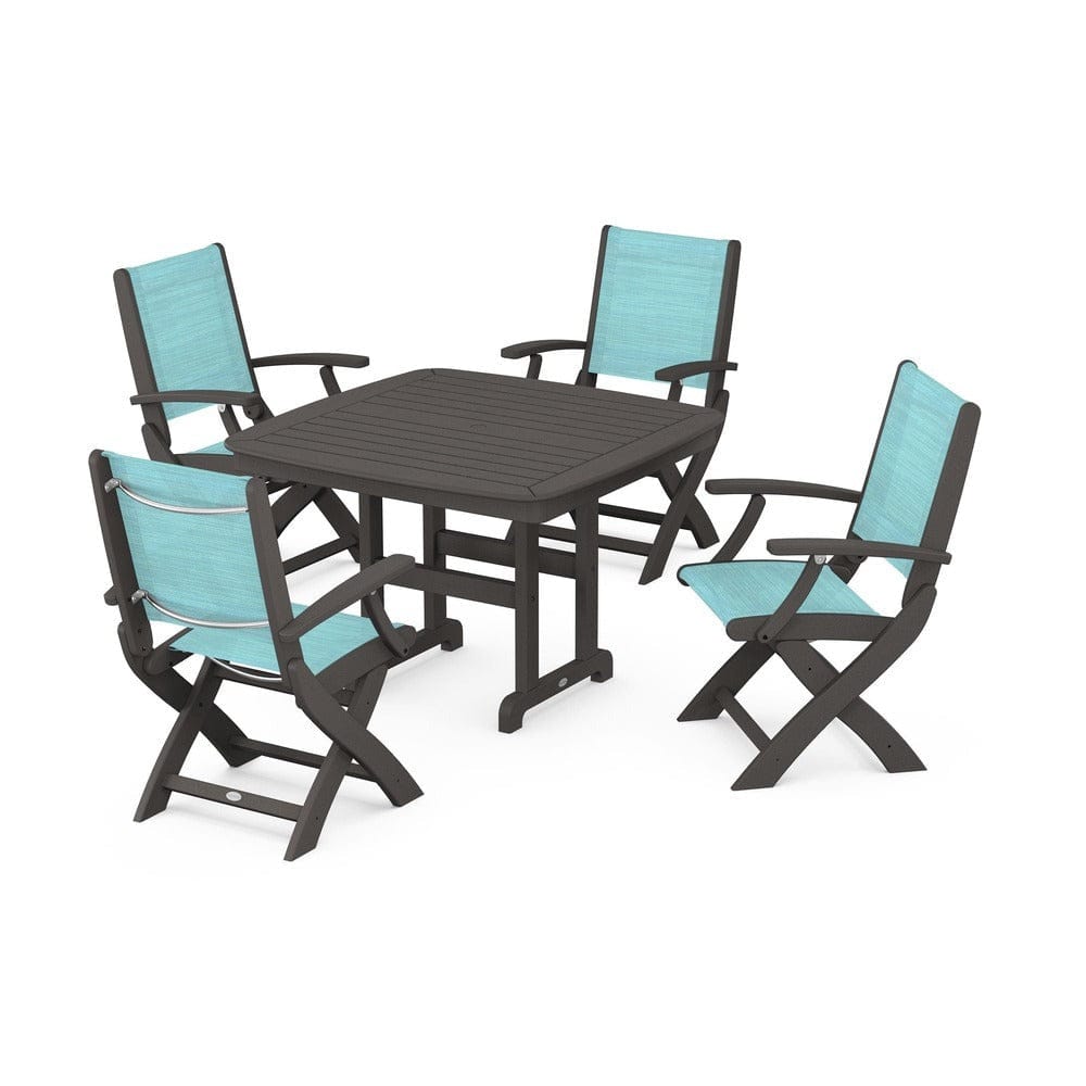 POLYWOOD® - Coastal Folding Chair 5-Piece Dining Set - PWS915